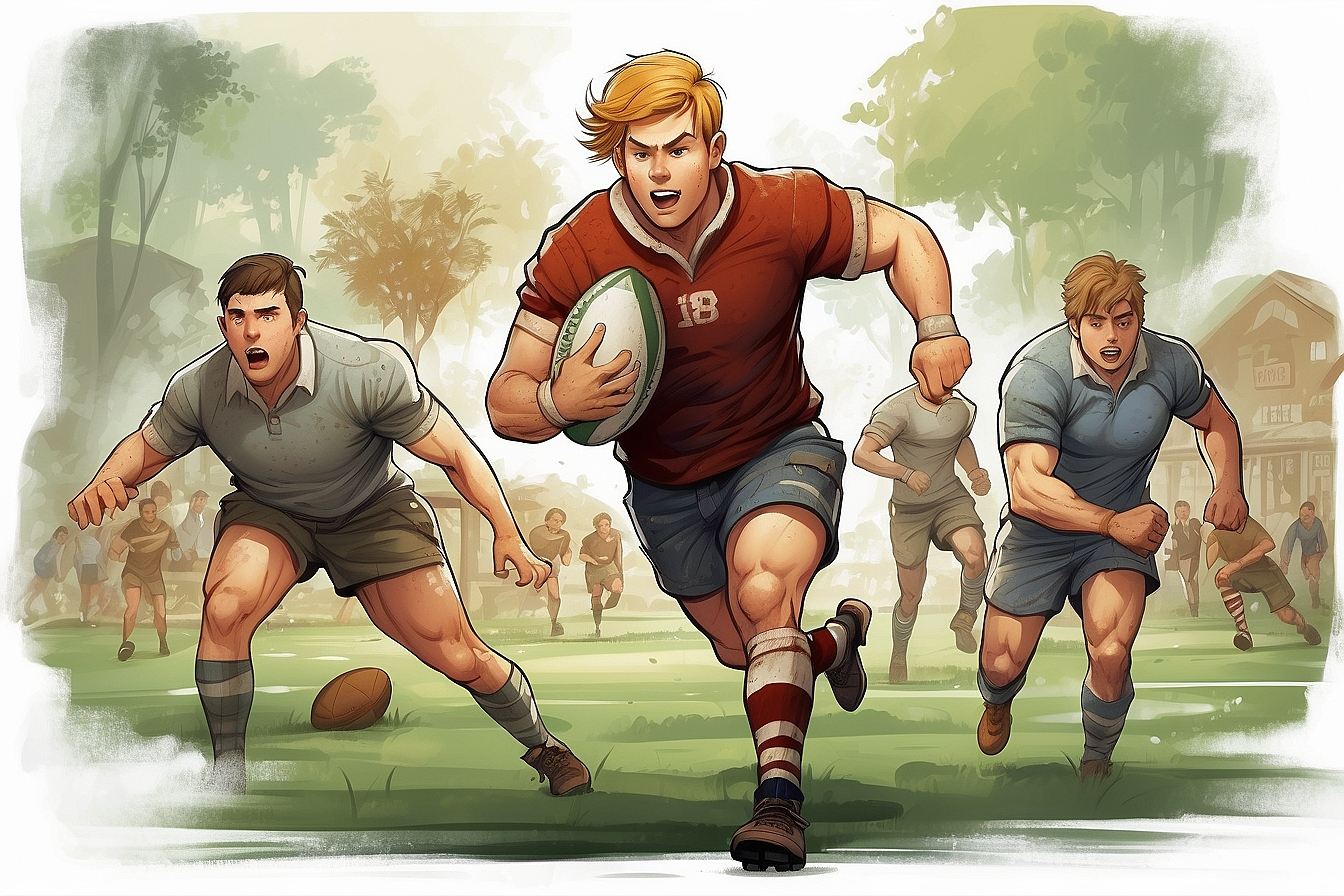 Adolescente jugando a rugby
